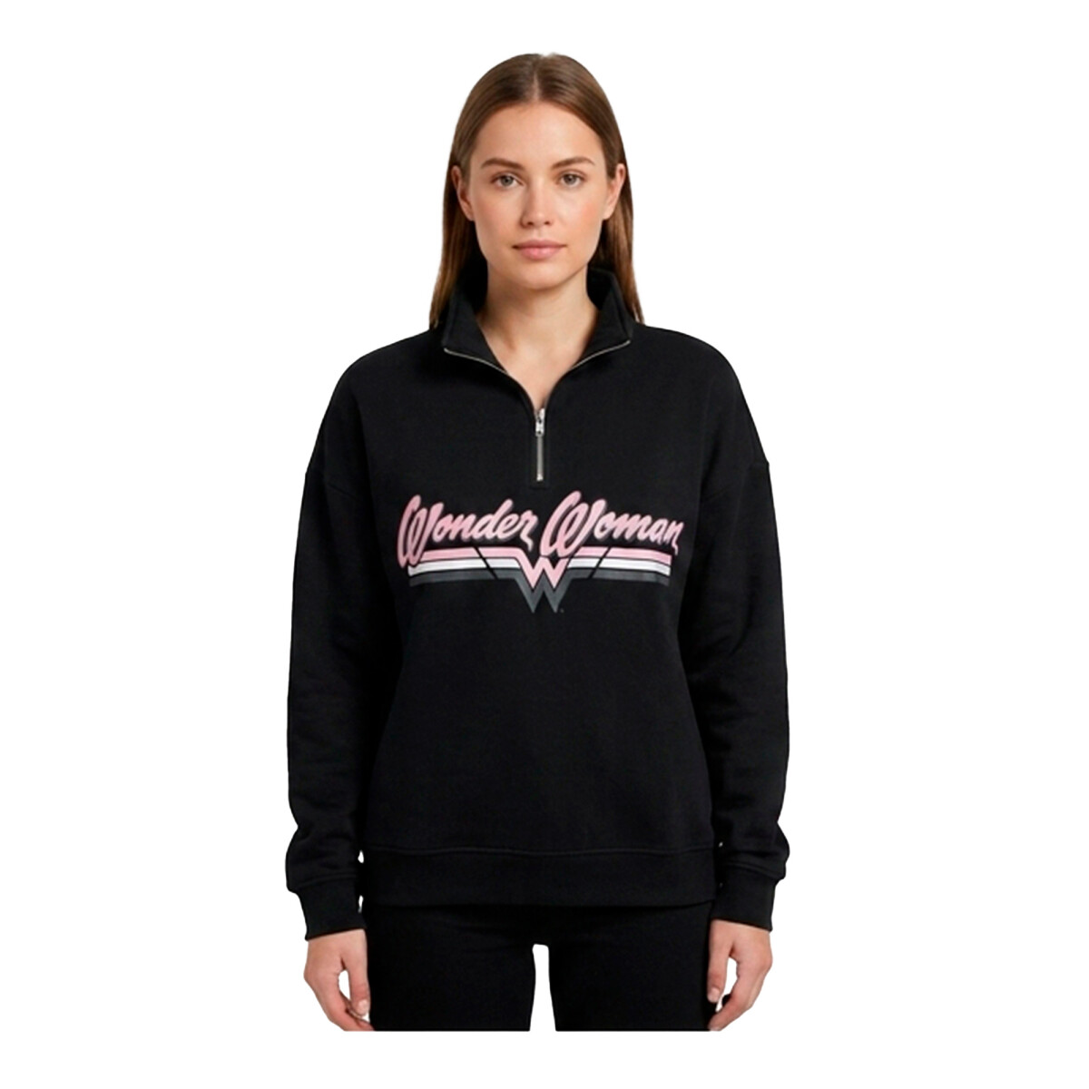 Buzo Wonder Woman Dama ( Half Zip ) de Mujer - WWIAFW24500 - Negro 