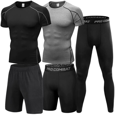 Conjunto Deportivo Completo 5 Pcs Para Hombre Fitness Negro