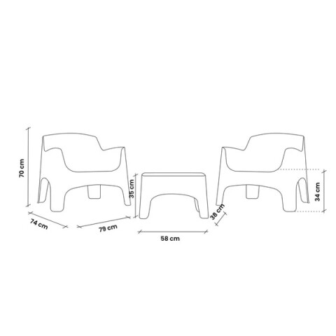 SET IBIZA TERRACE 2 SILLONES 1 MESA GRIS SET IBIZA TERRACE 2 SILLONES 1 MESA GRIS