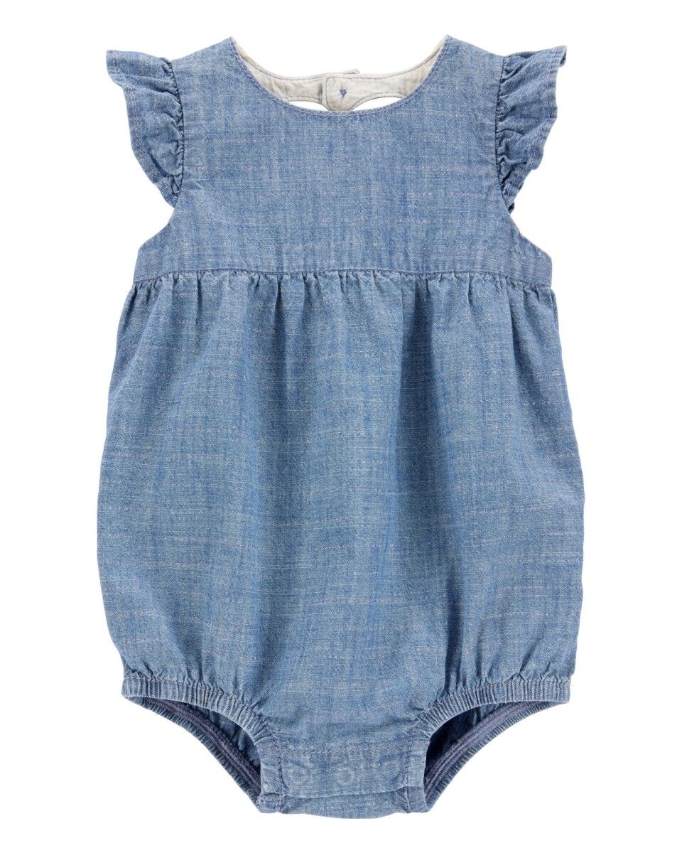 Body bombachudo de chambray, espalda con ojal corazón 