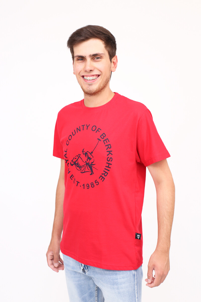 Remera Manga Corta Estampada Rojo