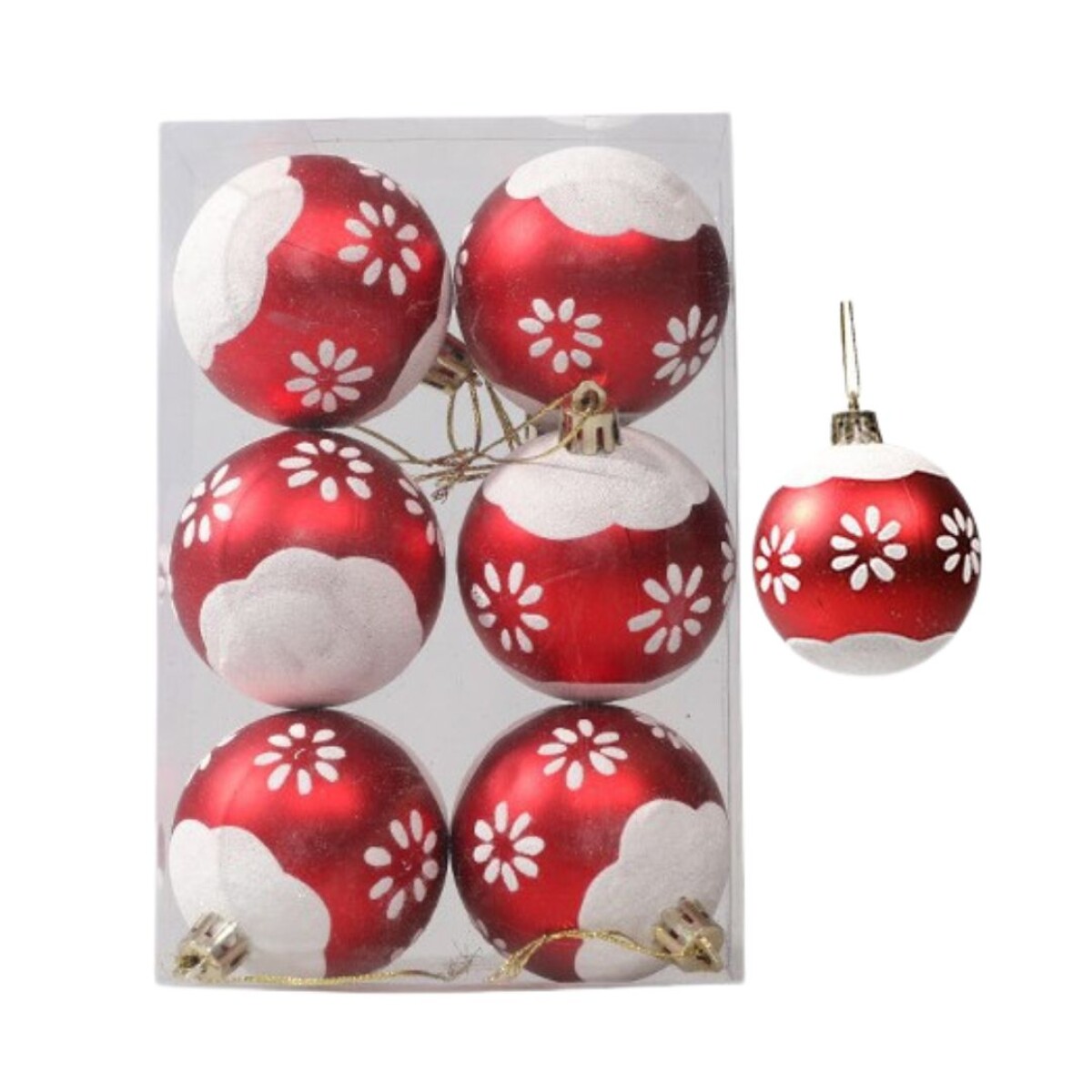 Esferas navideñas x6 - Blanco/rojo 