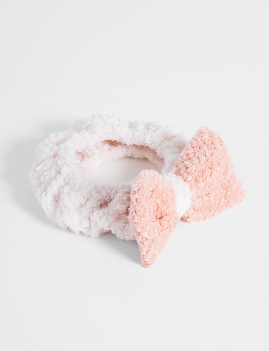 Vincha de maquillaje con moña - rosa claro 