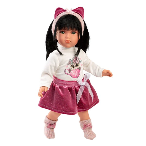 Muñeca Llorens Greta 40cm Vestido Fiesta Vincha Pelo Largo Variante Modelo Greta