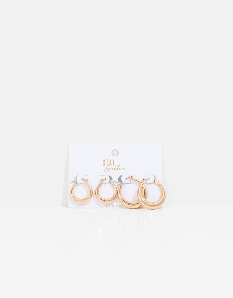 Aros Argollas Set Metal Set De Argollas - Dorado