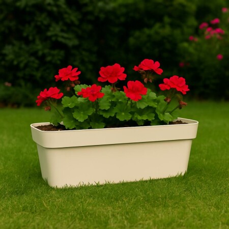 MACETA JARDINERA RECTANGULAR FLORATTA NR 80 20,5LTS BEIGE GRIS
