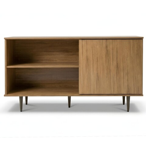 Mueble Rack de Tv PADUA de Piso con Puerta y Estantes 136 cm de Ancho - Freijo Mueble Rack de Tv PADUA de Piso con Puerta y Estantes 136 cm de Ancho - Freijo