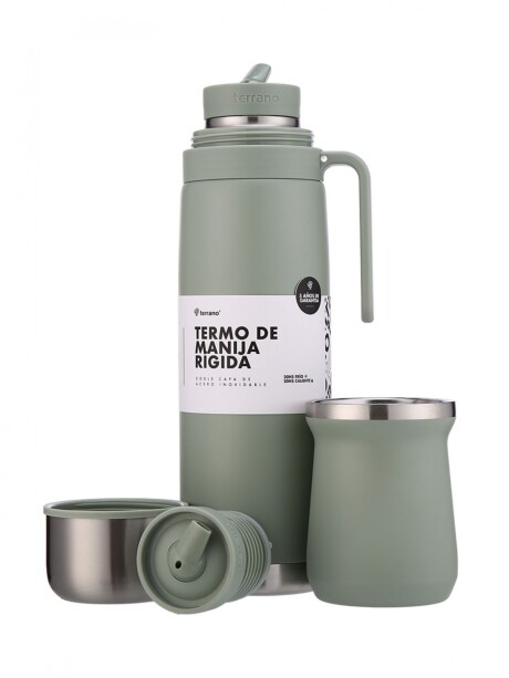 Termo Manija Rigida + Mate Acero inox. Oliva