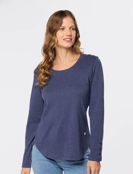 REMERA LISA CON BOTONES Azul