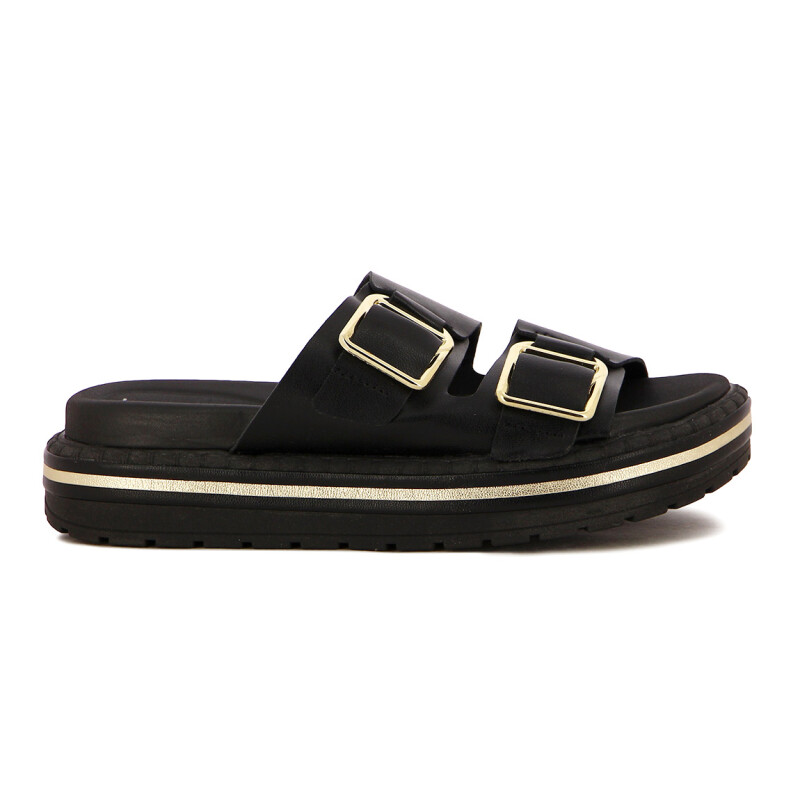 Sandalias Mujer Beira Rio Dos Fajas Y Hebillas Negro