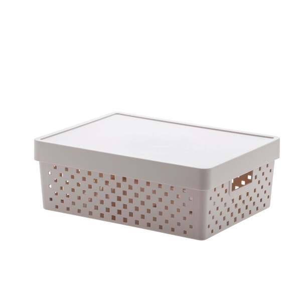 ORGANIZADOR QUADRATTA CON TAPA 39X29X14 CMS CREMA CREMA