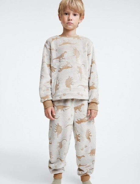 PIJAMA INFANTIL DE FORRO POLAR ESTAMPADO BEIGE