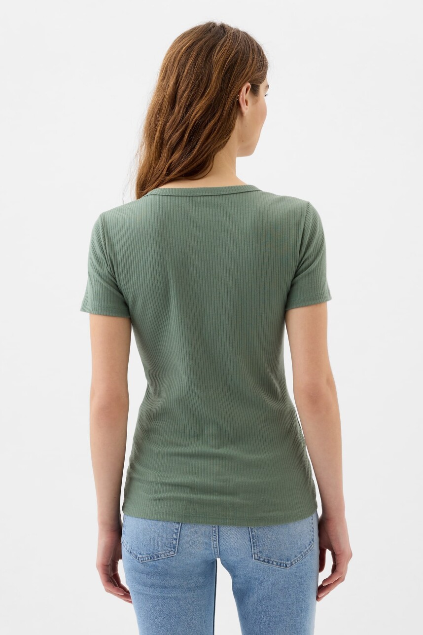 Remera Rib Manga Corta Mujer Laurel Wreath Grn 17-6