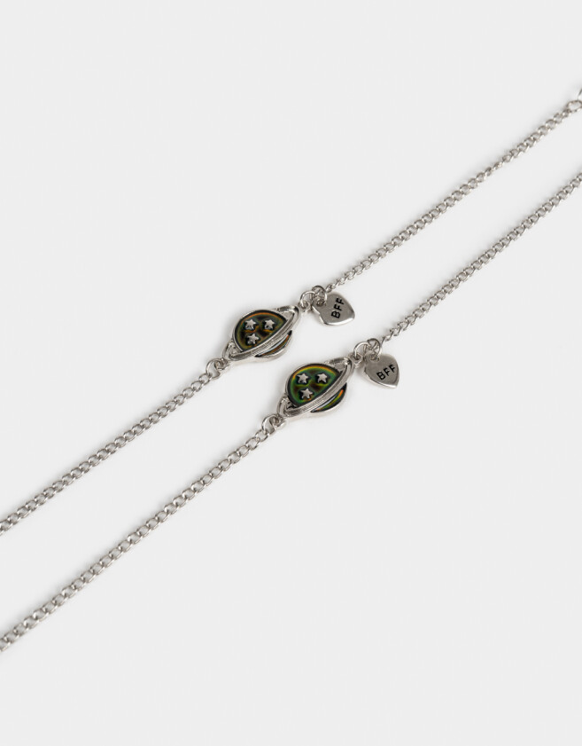 Pulseras Flexibles Sets Mood Set De Pulseras Flexibles Con Dije Planeta - Plateado