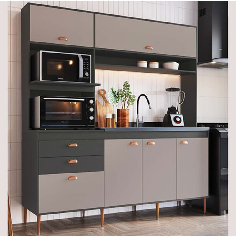 (PAUSADO) Mueble Kit Cocina Compacta Premium + Pileta Inox Latentación Color Grafito Y Cinnamon (pausado) Mueble Kit Cocina Compacta Premium + Pileta Inox Latentación Color Grafito Y Cinnamon