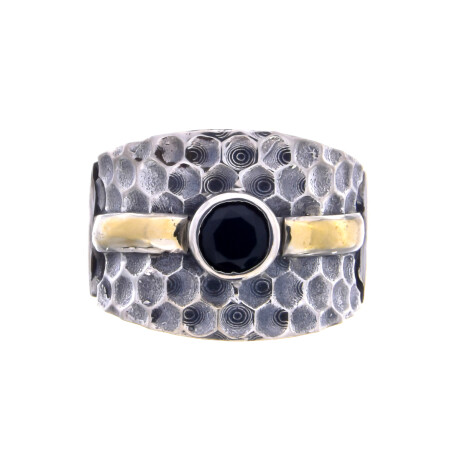 Anillo de plata 925 y double en oro 18 ktes con circonia. Anillo de plata 925 y double en oro 18 ktes con circonia.