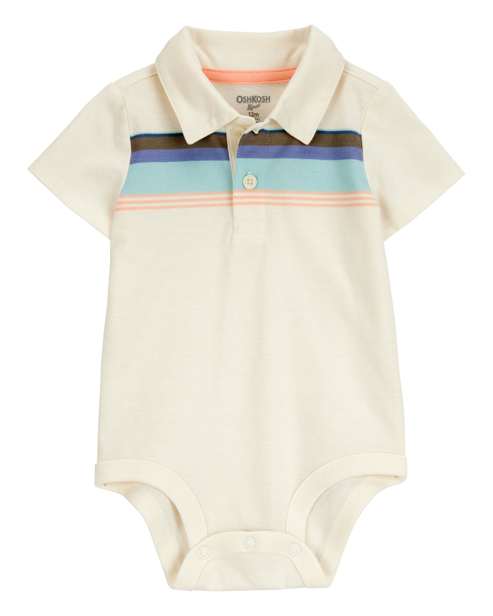 Body polo de algodón, diseño a rayas Sin color