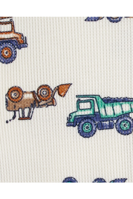 Pijama una pieza de algodón térmico, con pie, diseño máquinas Sin color