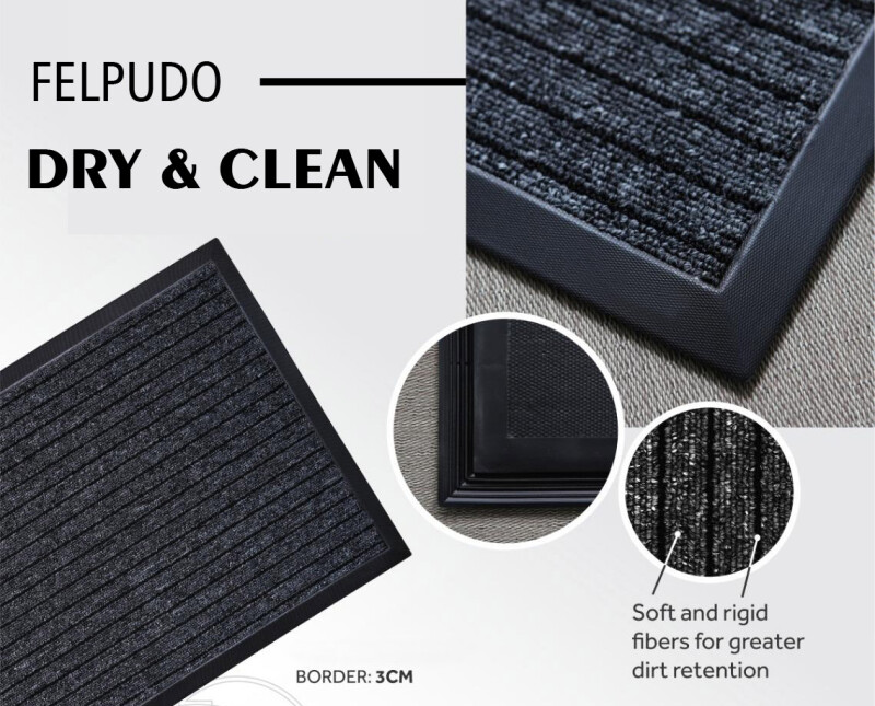 FELPUDO DRY & CLEAN 90130 FELPUDO DRY & CLEAN 5060 GRIS CON BORDE NEGRO 90X130CM