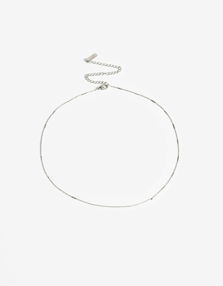 Collares Cortos Metal Collar De Cadena Acero - Plateado
