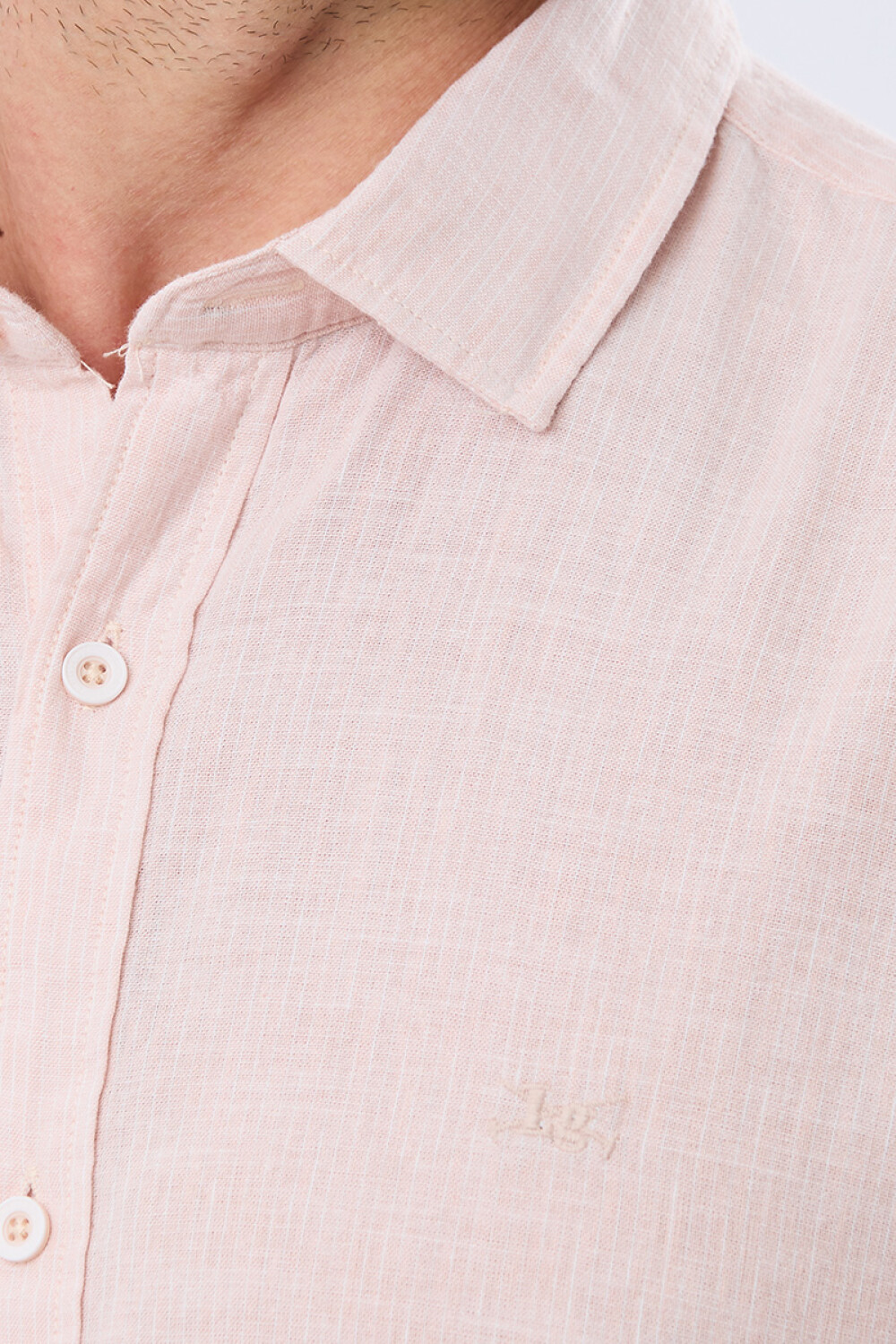 CAMISA DE LINO RAYADA Rosa