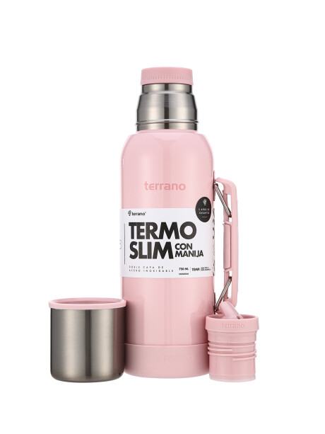 Termo Slim 750mL. con Base Silicona Rosado Metalizado