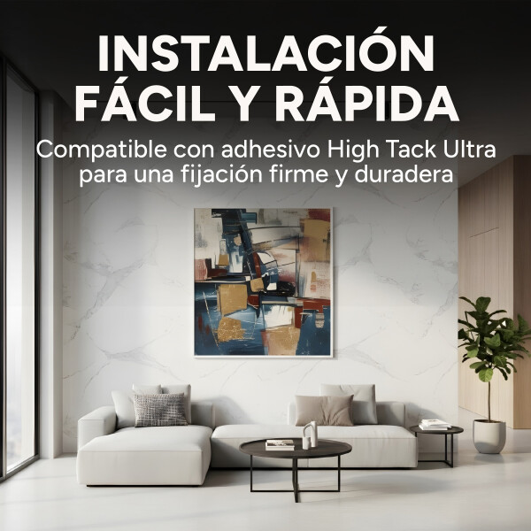 Placa PVC Símil Mármol 2,44x1,22m 3mm Pack X5 Blanco Gris Claro 3
