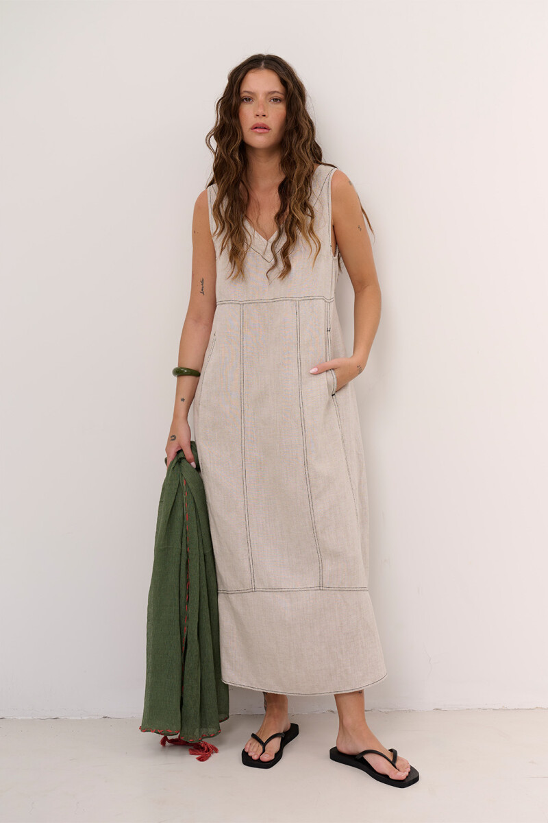 VESTIDO LINO VIVI BEIGE