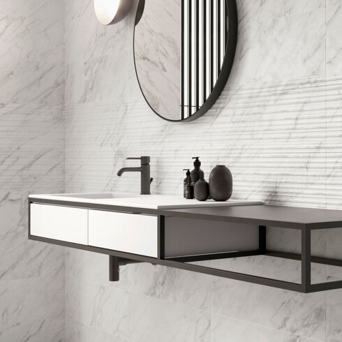 Ceramica Gris Marmol Mate 25X75Cm Decorado 000