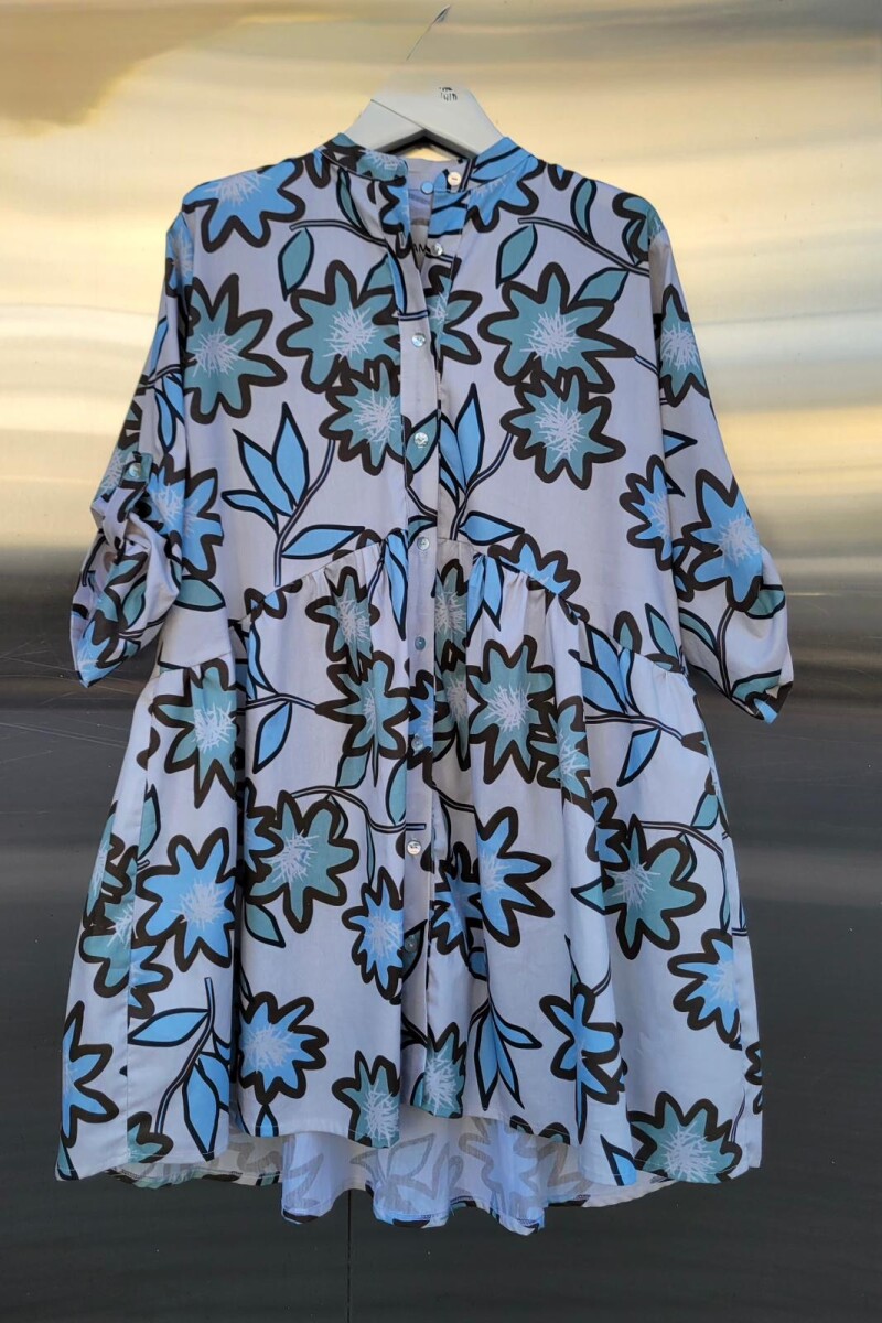 Vestido Cala Estampa - Celeste 