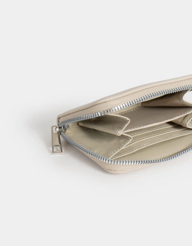 Billetera Estampados Billetera De Cuerina Con Cierre - Blanco Crudo