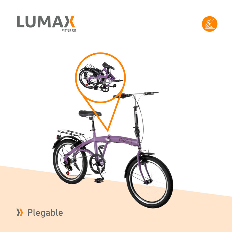 Bicicleta Plegable Rodado 20 Shimano Parrilla Violeta