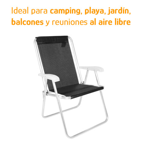 Reposera Silla Alta Plegable en Aluminio Conforto Sannet Mor Negro