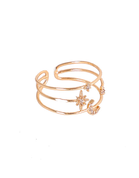 Anillos Medianos y Grandes Strass Anillo Con Strass - Dorado