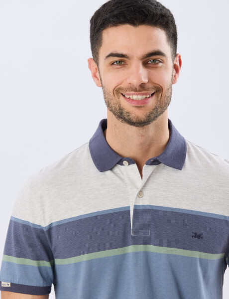 REMERA POLO RAYADA JERSEY Gris