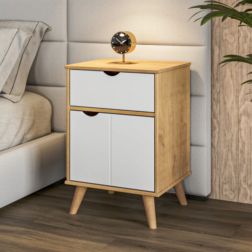 Mesa de luz 1 Cajón 1 Puerta - Linea Dublín Blanco
