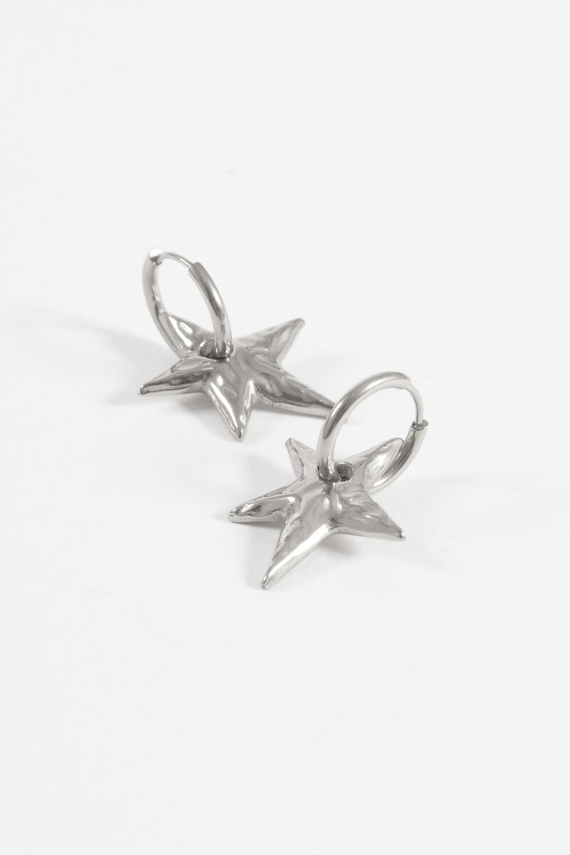 Aros estrella acero plateado
