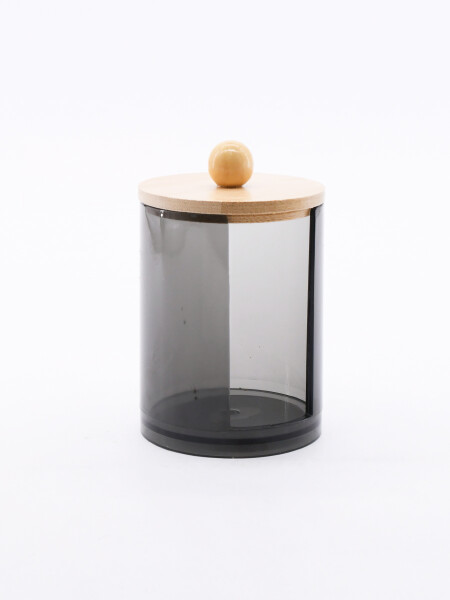 ORGANIZADOR DE ALGODÓN CON TAPA BAMBU GRIS (V)