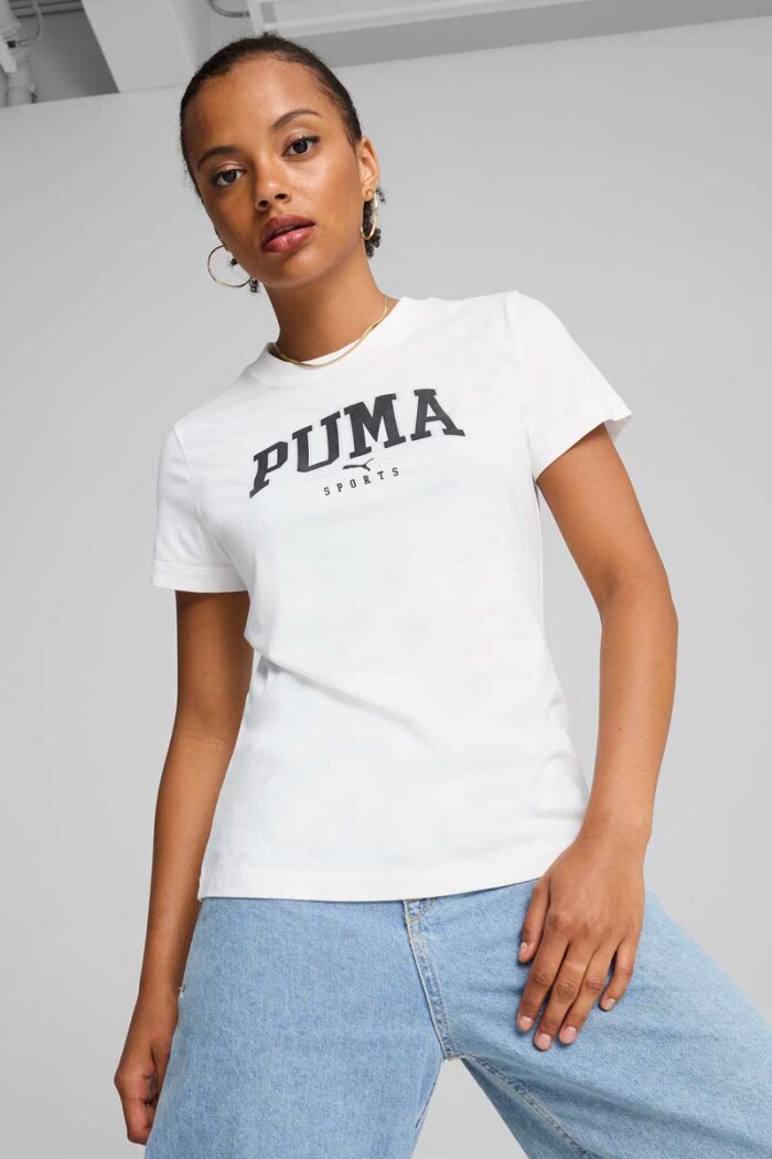 REMERA MUJER PUMA SQUAD GRAPHIC TEE Blanco