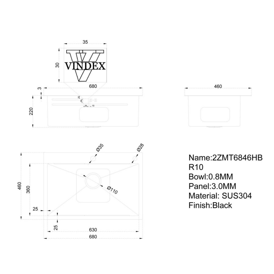 Pileta Simple Black 68 x 46 Cm Pileta Simple Black 68 x 46 Cm