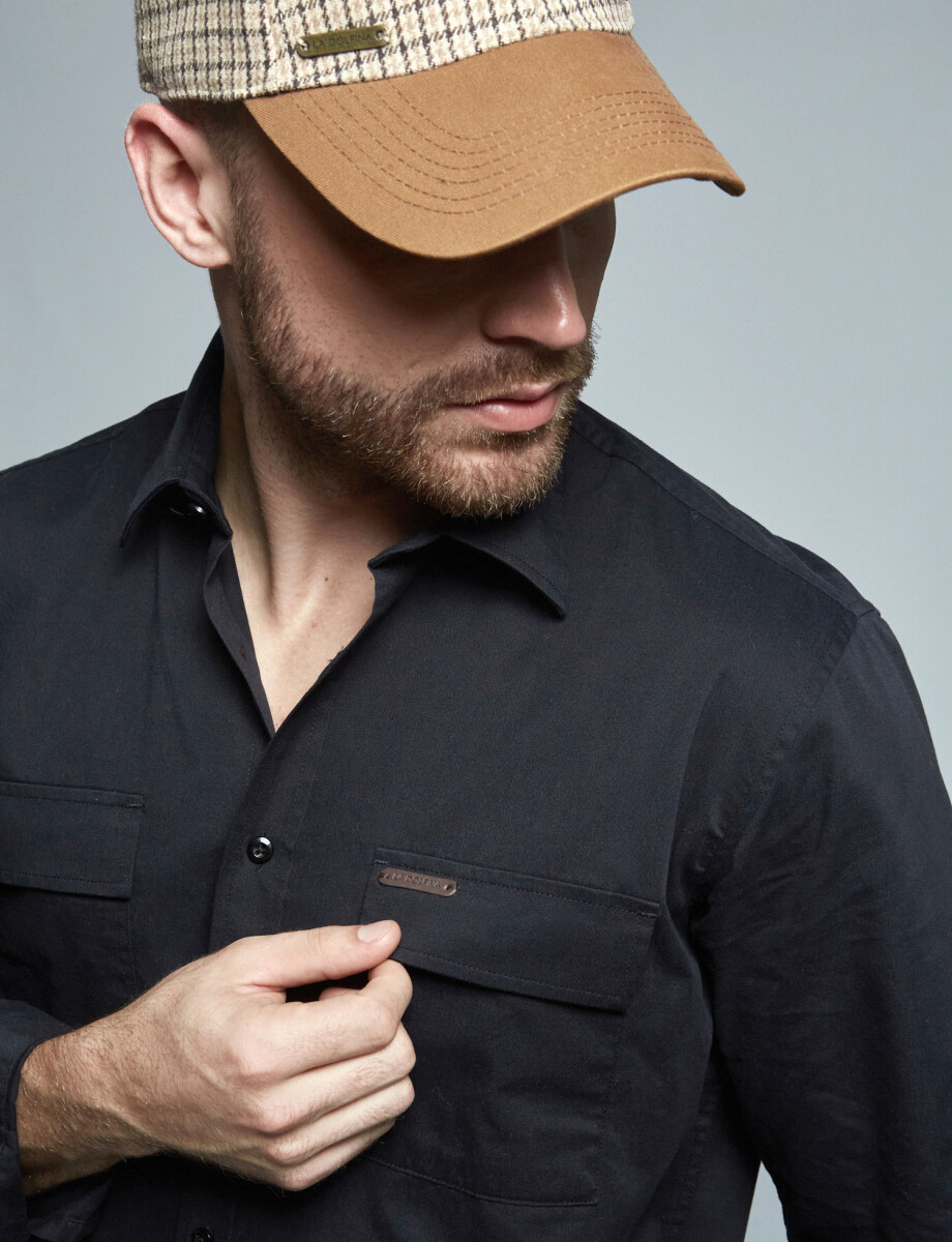 Camisa m/l lisa negro