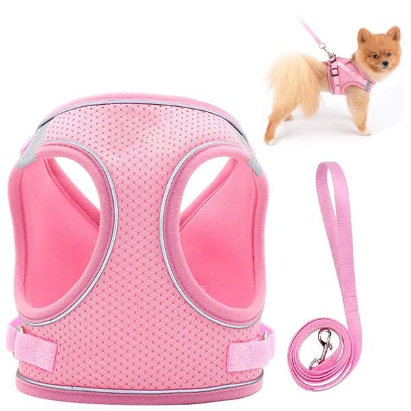 Arnes Reflectivo Talle S Mascota Correa Pechero Perros Gatos Color Variante Rosa