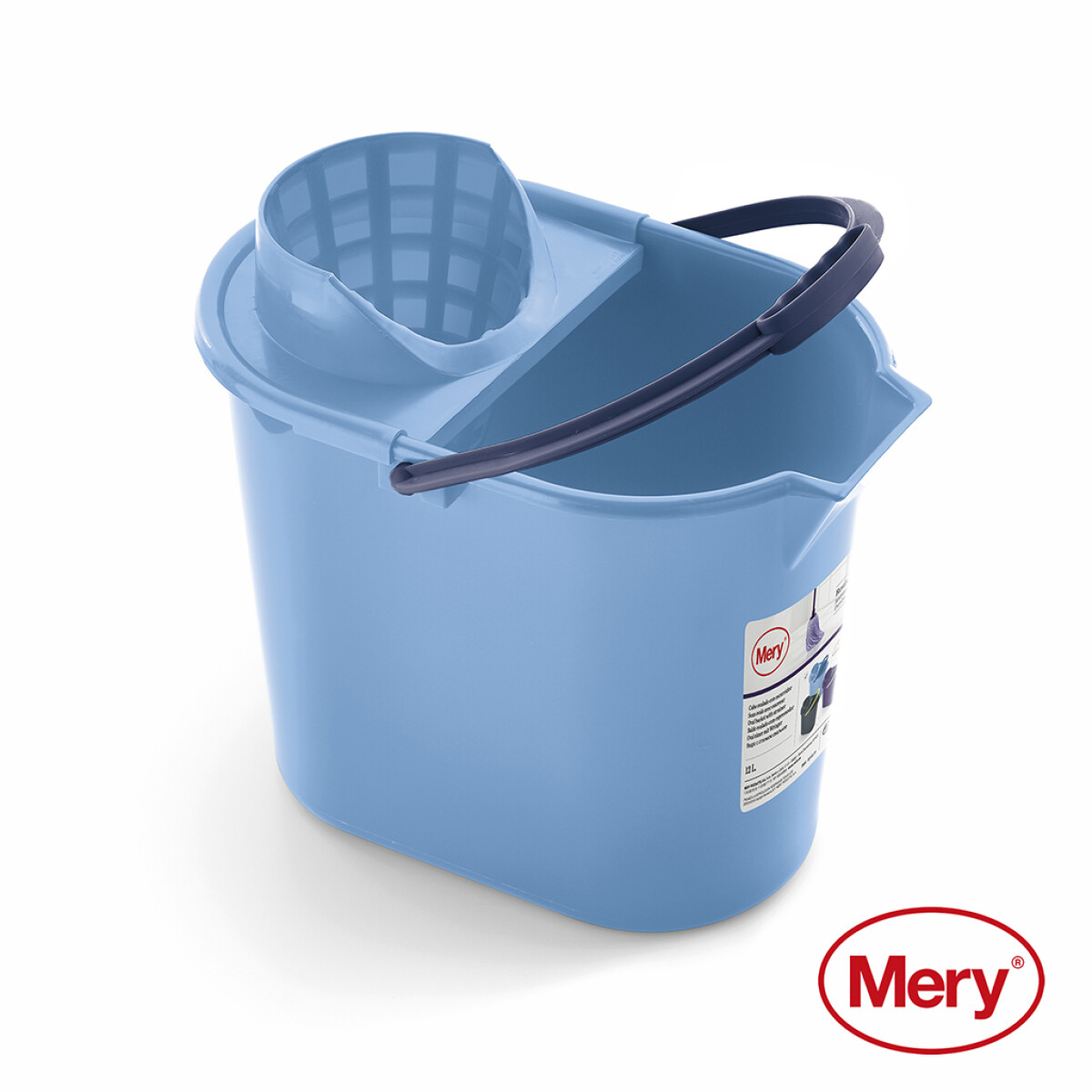 BALDE C/ESCURRIDOR 12L CELESTE MERY. 34x25x29CM 