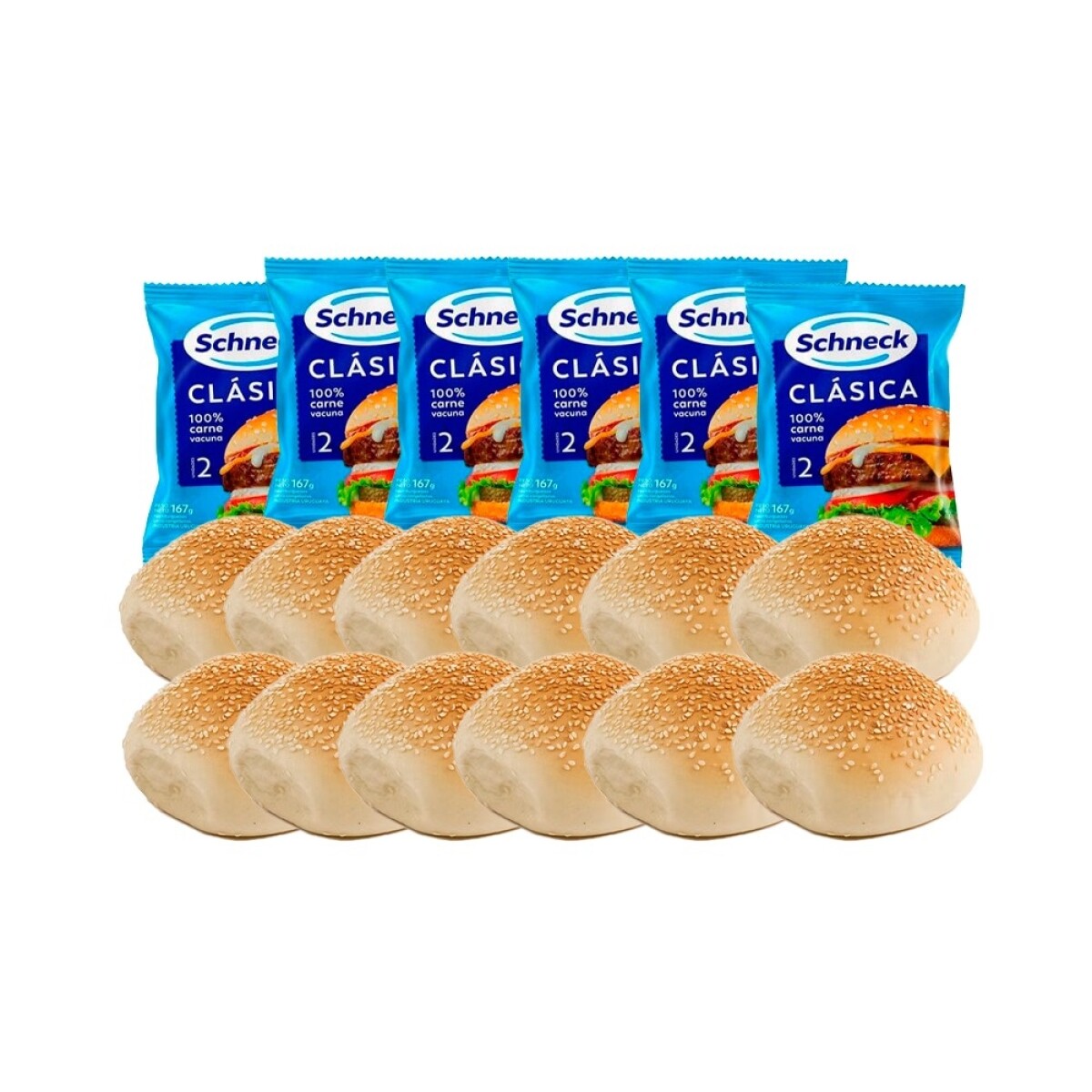 12 Hamburguesas Schneck + 12 Tortugas Pangiorno 