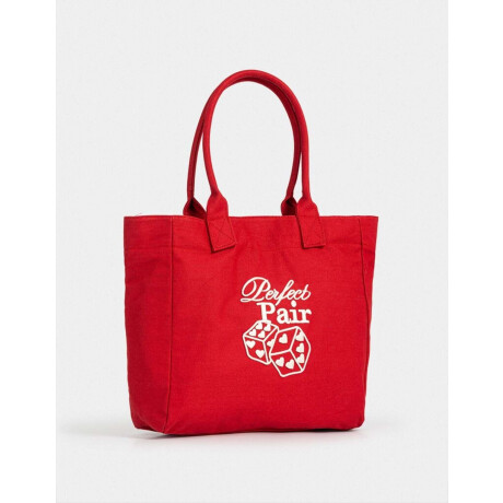 Cartera Shopper Bordada Rojo Medio