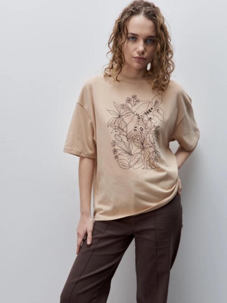 T-SHIRT D.CASSIN MECA M.C FLOR BEIGE