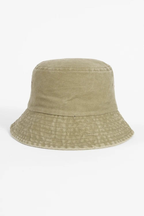 Gorro bucket gastado pespunte verde oliva