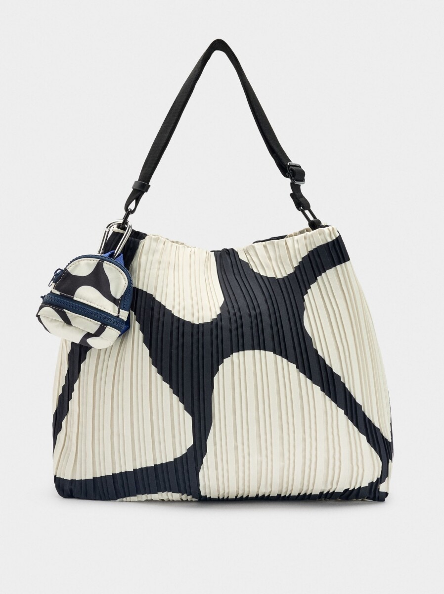 Bolso De Hombro De Nylon Estampado Con Pliegues - blanco 