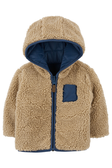 Campera reversible azul y con sherpa Sin color