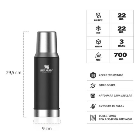 Termo Stanley acero inoxidable tapa mate 2 en 1 800ml Negro